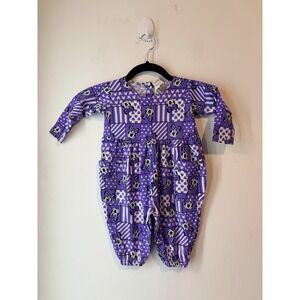 Vintage Minnie Mouse All Over Print Jumper Romper Size 18 Months Purple